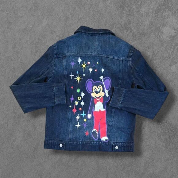 Disney Denim Jacket Adult Small Electrical Parade 50th Anniversary Mickey Mouse - Picture 1 of 8